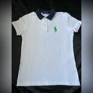 Ralph Lauren Golf Women’s White Polo Collared Short Sleeve Shirt with Green Logo